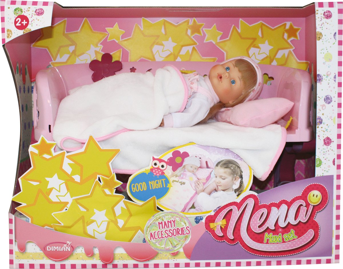 Dimian 36cm bébé nena avec accessoires de lit.