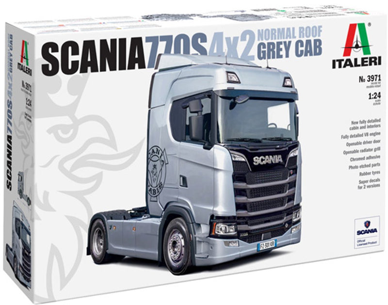 Italeri modélisme camions - 3971 scania s770 v8 4x2 - cabine normale - version grise - camion plastique - 1:24 - modélisme