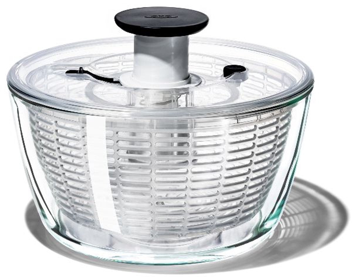 Oxo - essoreuse à salade - bol en verre - bouton poussoir