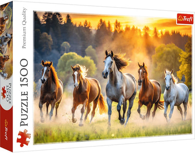 Puzzle Trefl 1500 pièces chevaux sauvages jouets durables en carton FSC.