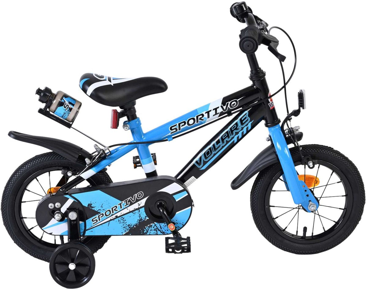 Vélo pour enfants Volare sportivo - garçons - 12 pouces - bleu noir - deux freins à main