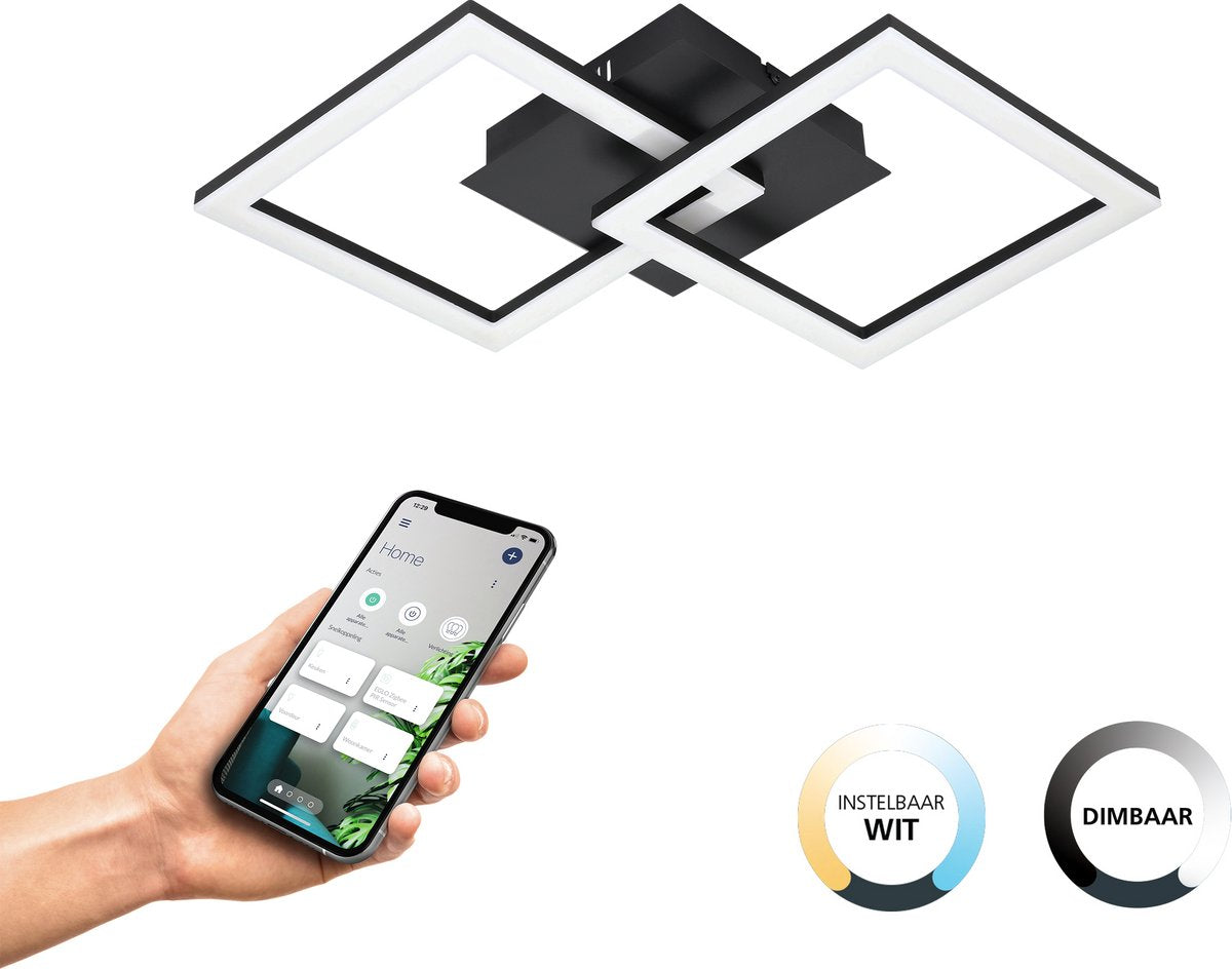 Plafonnier intelligent Eglo connect.z paranday-z - 52,5 cm - noir et blanc - lumière blanche orientable - dimmable - zigbee