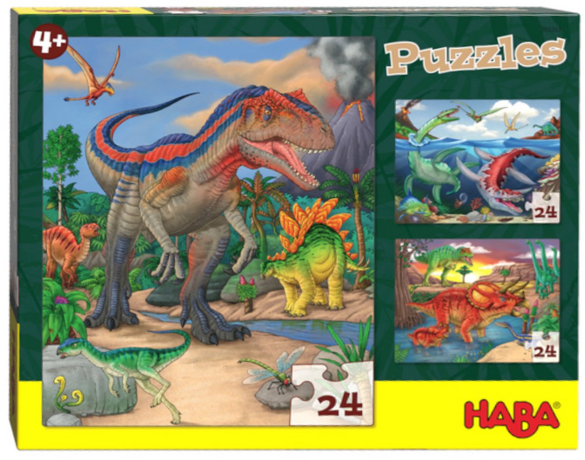 Haba puzzle dinosaures 3-en-1 garçons 3 x 24 pièces