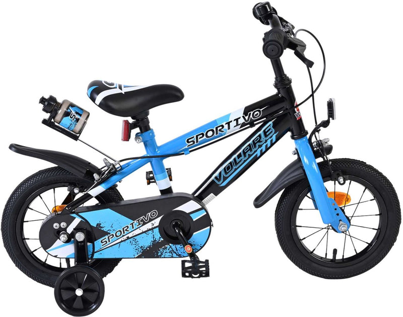 Vélo pour enfants Volare sportivo - garçons - 12 pouces - bleu noir - deux freins à main