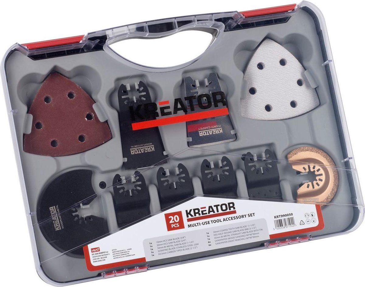 Kreator krt990050 ensemble d'accessoires multi-outils - oscillant -20 accessoires