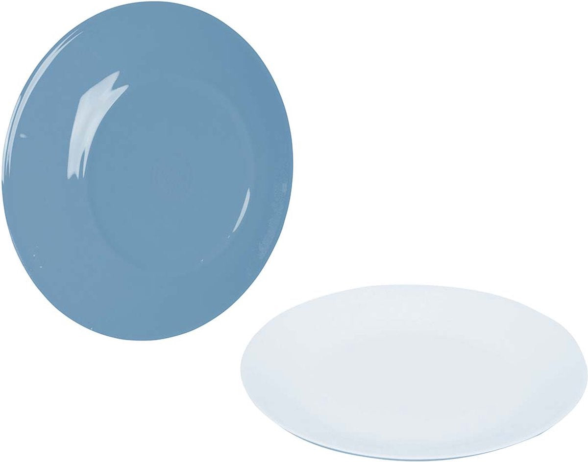 Bo-camp - assiette petit-déjeuner - bicolore - mélamine - 4 pièces - bleu