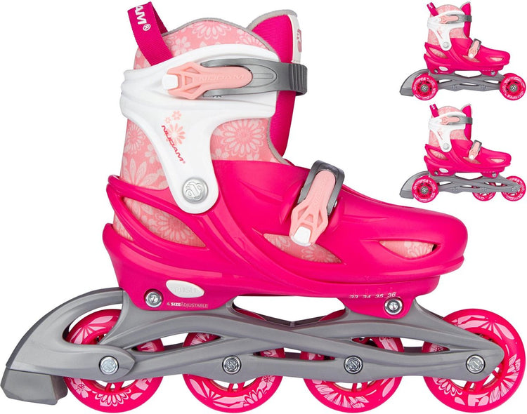 Nijdam rollers en ligne 3 en 1 - réglables - enfants - rose - taille 29-32