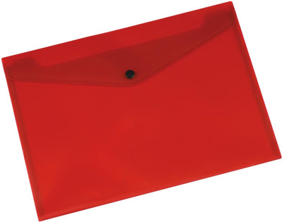 Chemise à documents Q-connect, a4, pp transparent, fermeture à bouton-poussoir, rouge 12 pièces