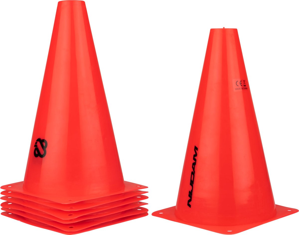 Cônes de slalom Nijdam - lot de 6 pièces - 23 cm - rouge