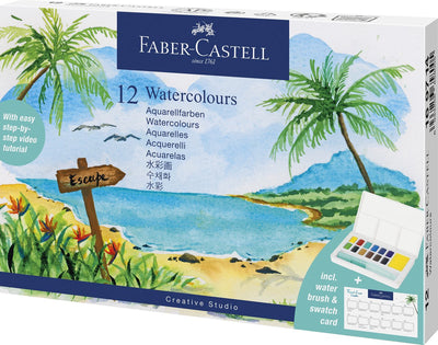 Faber-castell aquarelle faber castell coffret 12 couleurs et pinceau à eau - fc-169714