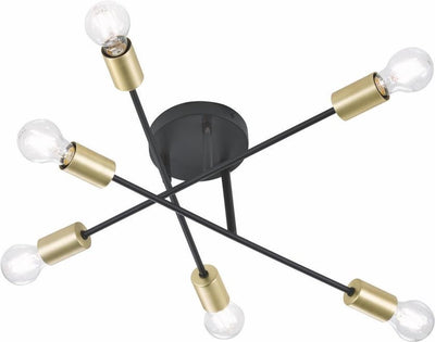 Trio cross - plafonnier - noir mat - excl. 6x e27 6 w - orientable - montage au plafond