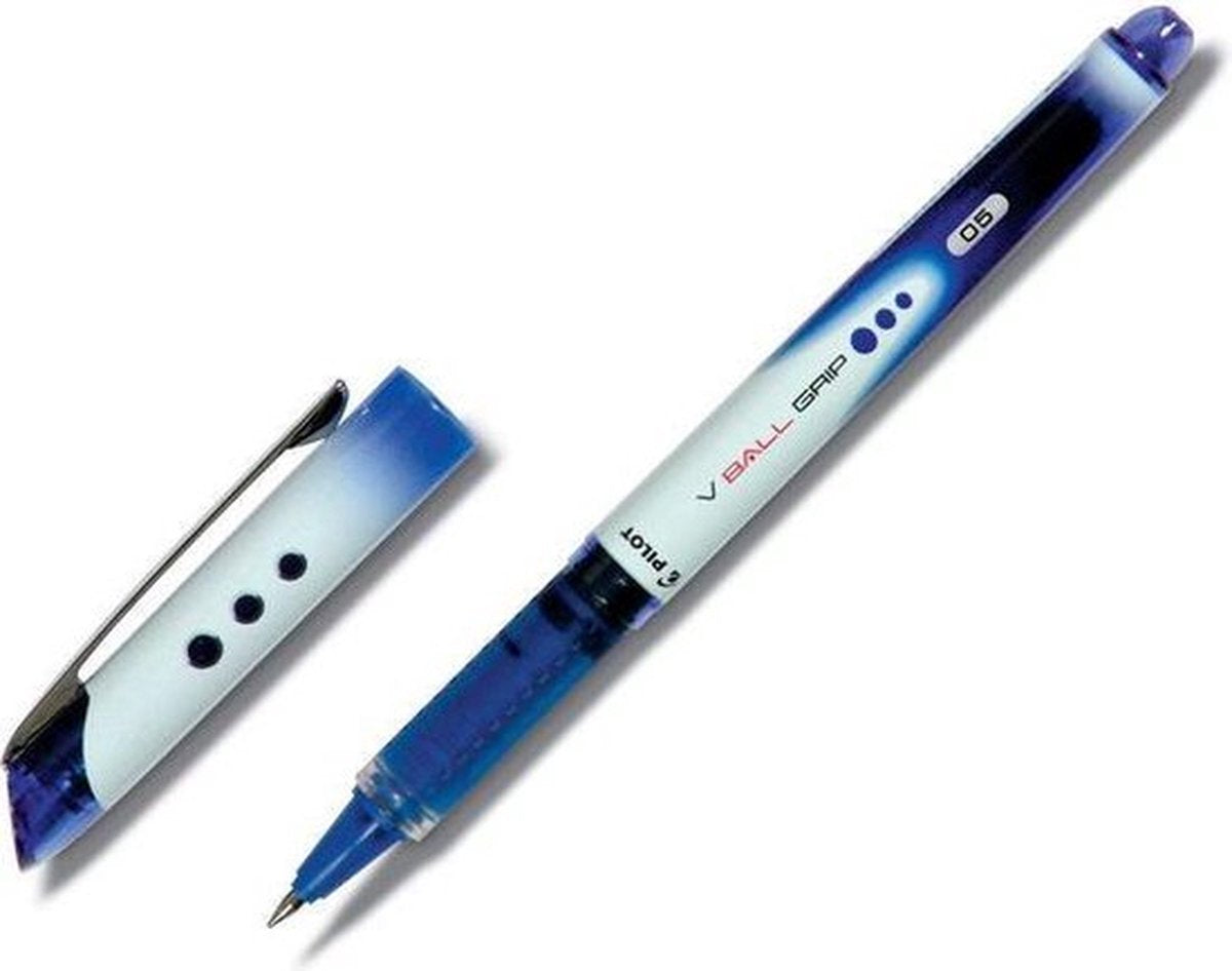Stylo roller Pilot V-Ball Grip fin bleu | 12 pièces
