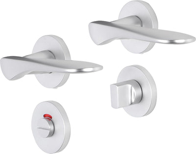 Poignée de porte Impresso - Watford - pour l'intérieur - ronde avec rosace de toilette ronde - aluminium - 2 pièces