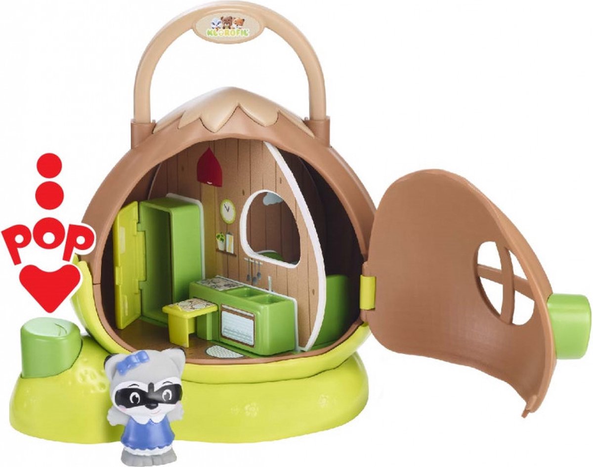 Coffret de jeu Klorofil la maison aux noisettes - maison de poupée - jouet interactif pour enfants - avec figurine de la famille des ratons laveurs - jouets à partir de 18 mois