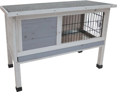 Clapier à lapin Flamingo – Clapier d'extérieur compact avec cage de nuit et zone d'observation – 91x45x72 cm – Clapier à lapin Bugs Cottage Grey