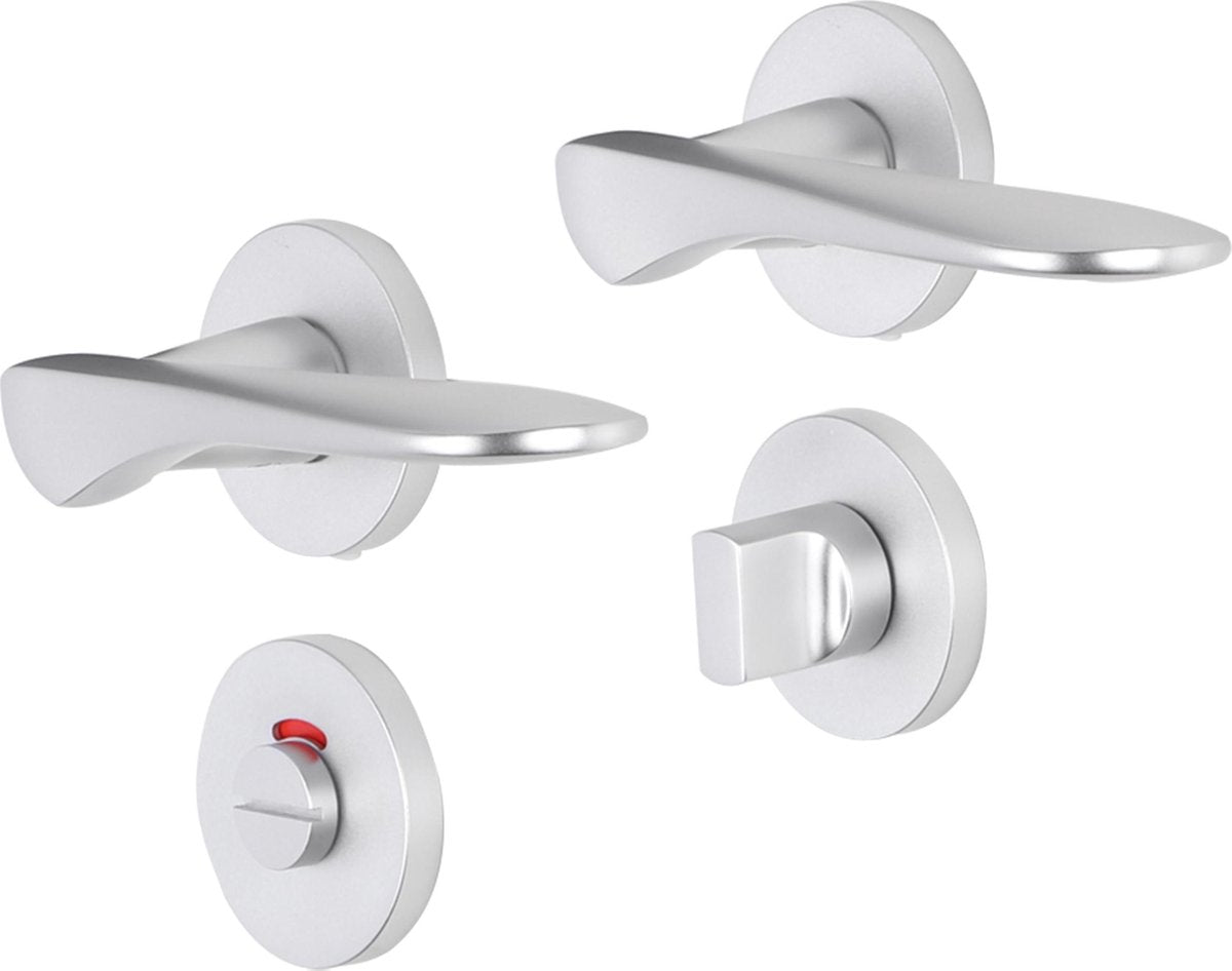 Poignée de porte Impresso - Watford - pour l'intérieur - ronde avec rosace de toilette ronde - aluminium - 2 pièces