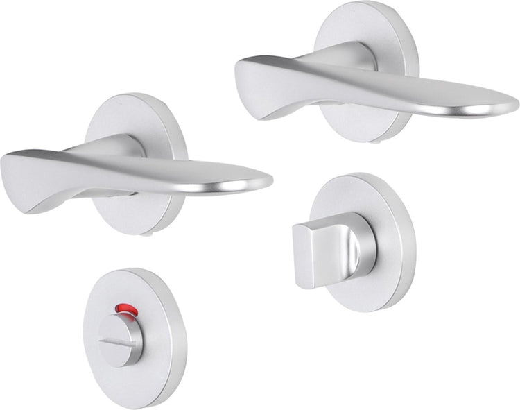Poignée de porte Impresso - Watford - pour l'intérieur - ronde avec rosace de toilette ronde - aluminium - 2 pièces