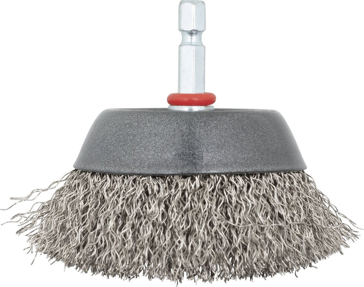 Wolfcraft - Brosse coupelle en fil d'acier inoxydable pour perceuse - Brosse en fil d'acier 75 mm - 2746000