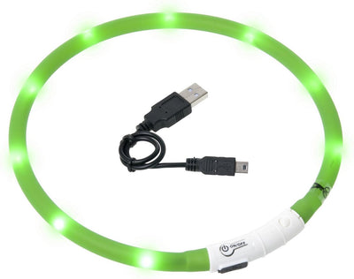Flamingo Visio LED collier 70 cm - collier pour chien - vert