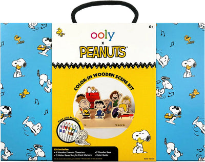 Ooly - x peanuts - scène prédécoupée snoopy à colorier - 12 marqueurs peinture acrylique