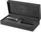 Stylo plume Parker Ingenuity | collection de base | noir avec finition chromée | point moyen | encre noire | coffret cadeau