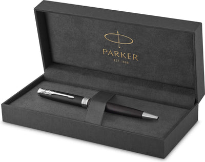 Stylo à bille Parker Sonnet | noir mat avec bord palladié | plume moyenne avec encre noire | coffret cadeau