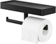 Tiger carv - porte-rouleau de papier toilette double avec étagère - porte-rouleau de papier toilette - sans perçage - perçage ou collage - noir