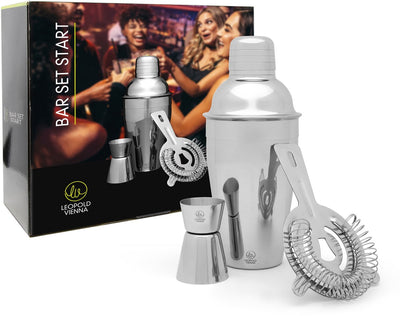 Léopold Vienne - coffret à cocktail start 3 pièces (tasse à cocktail, pipette jigger, passoire) coffret cadeau