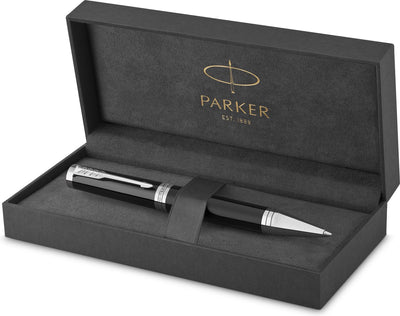 Stylo à bille Parker Ingenuity | collection de base | noir avec finition chromée | encre noire | point moyen | coffret cadeau