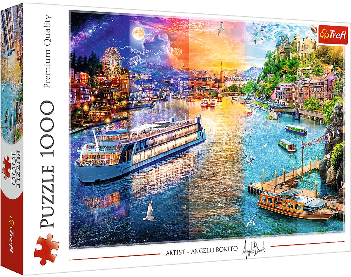 Trefl puzzle croisière fluviale 1000 pièces - puzzle coloré amusant.