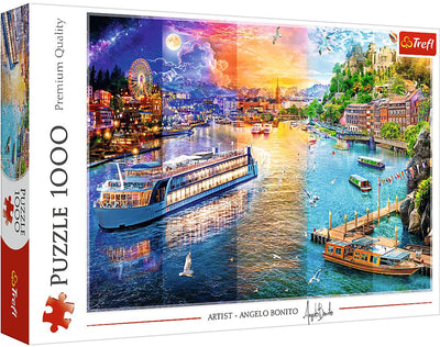 Trefl puzzle croisière fluviale 1000 pièces - puzzle coloré amusant.