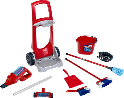 Klein Toys Chariot de nettoyage Vileda - incl. Aspirateur balai 3en1 - rouge