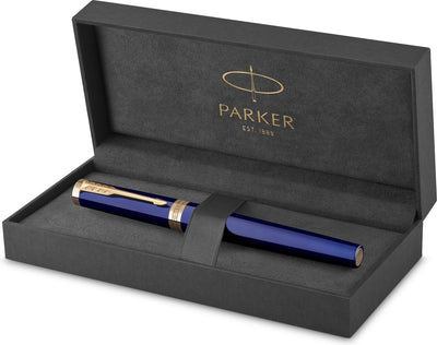 Stylo plume Parker Ingenuity | collection de base | bleu avec finition dorée | point moyen | encre noire | coffret cadeau