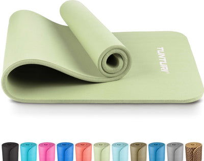 Tapis de yoga Tunturi nbr antidérapant - tapis de fitness extra épais doux - tapis de sport - 180x60x1,5 cm - avec application d'entraînement - menthe