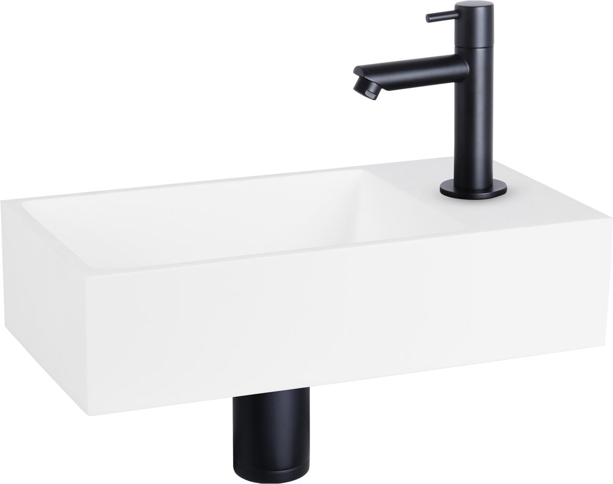 Ensemble fontaine Differnz - 36x18,5x9cm - rectangle - 1 trou de robinetterie - blanc