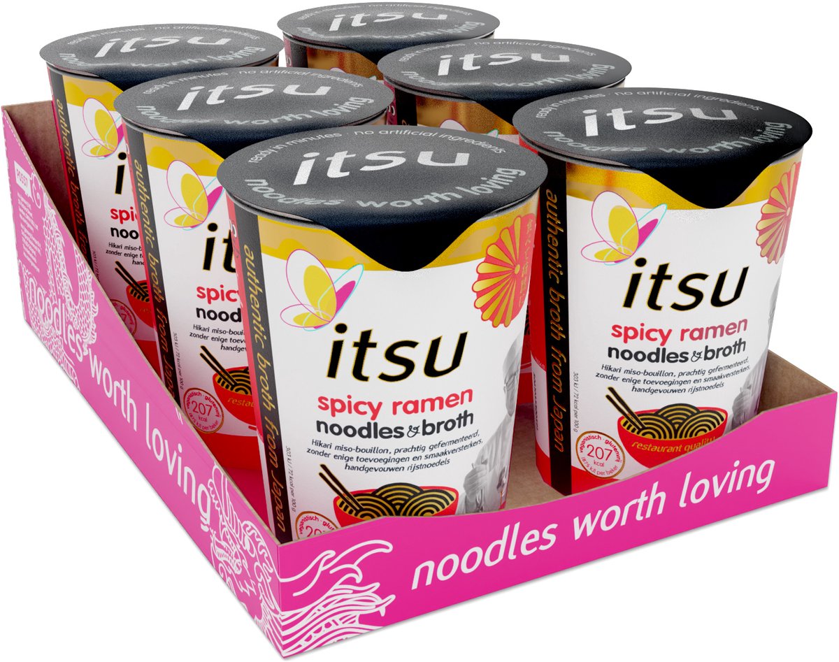Tasse de nouilles ramen épicées Itsu 6 x 64 grammes