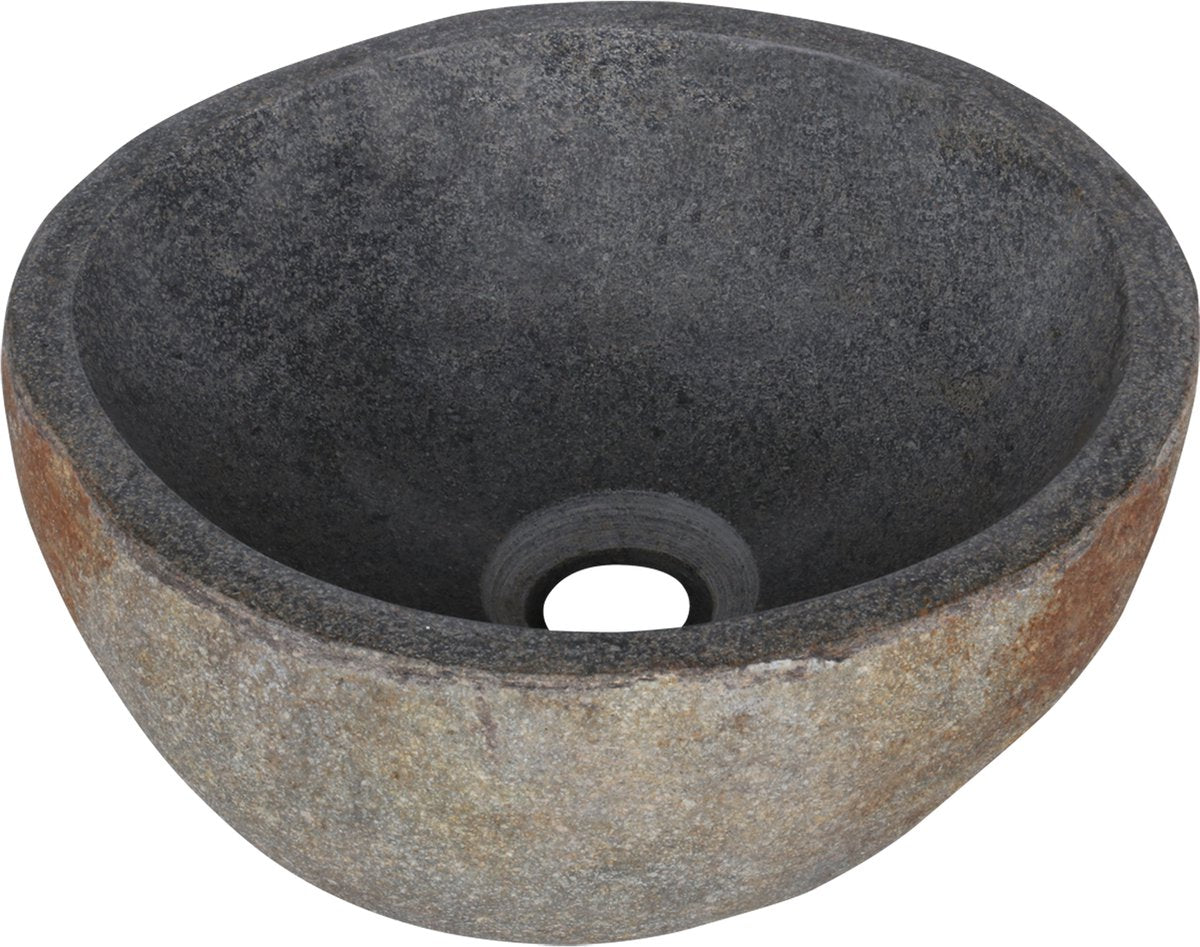 Differnz lavabo à poser boomer rond 21cm pierre naturelle gris