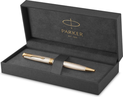 Stylo à bille Parker Sonnet | mistral d'argent | pointe moyenne à l'encre noire | coffret cadeau
