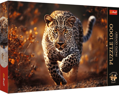Trefl puzzle 1000 pièces - puzzle photo premium plus léopard sauvage fsc.