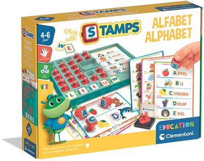 Clementoni joue avec l'alphabet des timbres - jeu d'apprentissage à écrire - J'apprends à lire les lettres - cadeau de jouet éducatif pour les enfants d'âge préscolaire, les filles et les garçons
