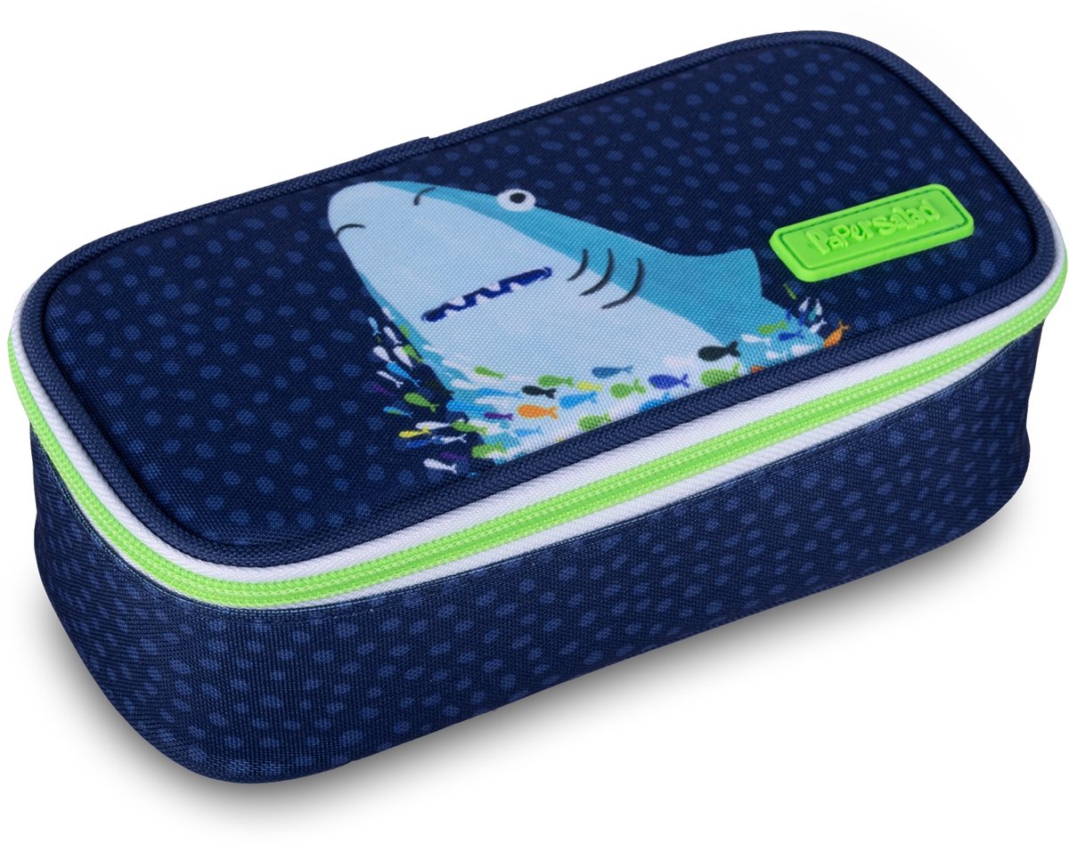 Lannoo graphiques - trousse à crayons paper salade 21cm requin bleu