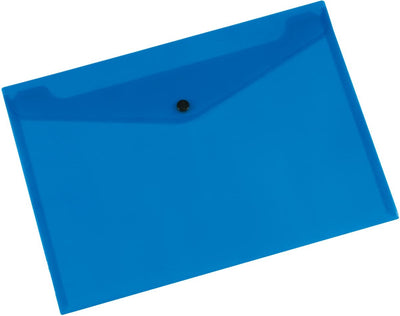 Chemise à documents Q-connect, a4, pp transparent, fermeture à bouton-poussoir, bleu 12 pièces