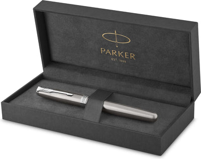 Stylo plume Parker Sonnet | acier inoxydable avec bord palladié | plume moyenne | emballage cadeau