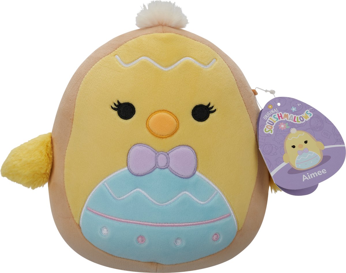 Squishmallows Jazwares - petite peluche - (aimee - biscuit de Pâques au poulet jaune) - peluche 19cm