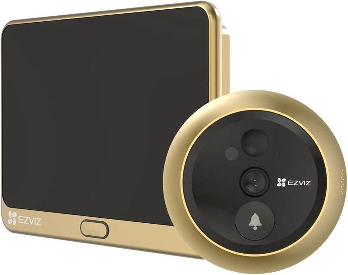 Ezviz dp2c – sonnette vidéo avec écran 4,3” – vidéo 1080p, grand angle 155°, vision nocturne à détection PIR – audio bidirectionnel – microSD - or
