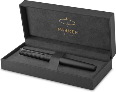 Stylo roller Parker Ingenuity | collection de base | noir avec finition noire | encre noire | point fin | coffret cadeau