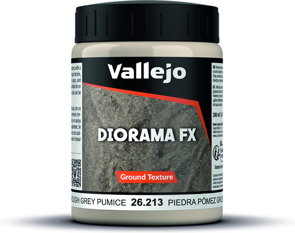 Décoration de modélisme Vallejo - 26213 texture terre - acrylique - pierre ponce grise brute - pot à effets 200ml