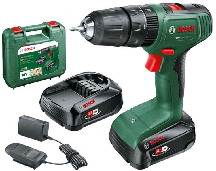 Outils Bosch - perceuse-visseuse à percussion sans fil 18v, 2x batterie 1,5 ah, li-ion, chargeur 06039d8102