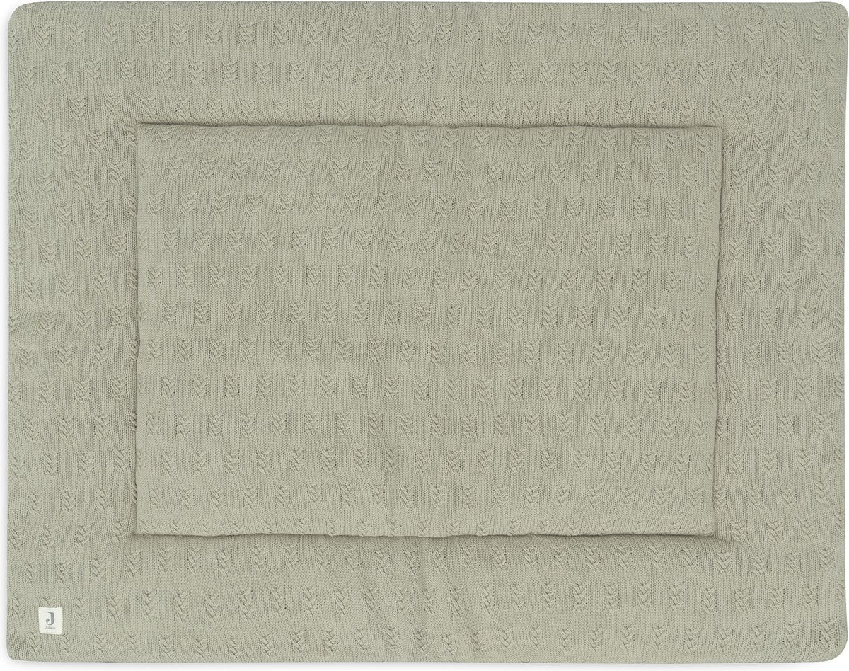 Jollein - tapis de parc 75x95cm - tapis de jeu bébé - tricot grain - vert olive