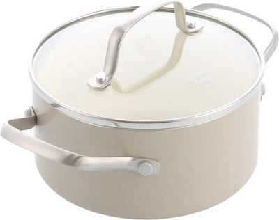 Greenchef Nordics poêle à induction en céramique avec couvercle 16 cm 1,58 l - sans PFA - poêle à induction - passe au lave-vaisselle - passe au four jusqu'à 220°c - revêtement antiadhésif céramique - crème